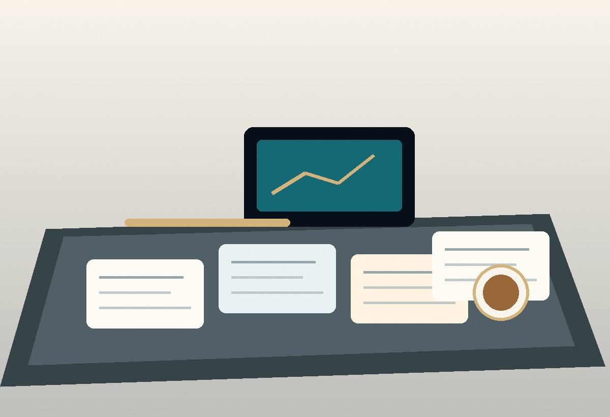 Strategy workshop table with business documents